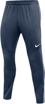 Dunkelblaue Nike Sporthose mit weißem Logo und Streifen.