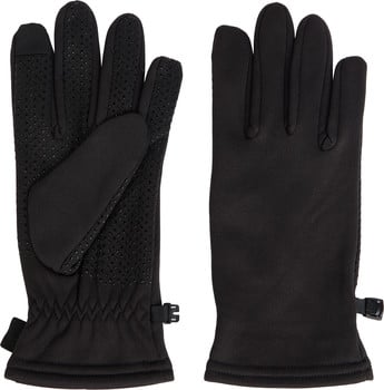 Schwarze Handschuhe mit rutschfester Oberfläche und verstellbarem Handgelenk.