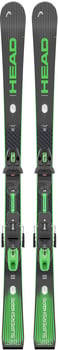 HEAD Supershape Ski mit schwarzem Design, grünen Details und Bindung.