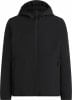 Schwarze Herrenjacke mit Kapuze und Reißverschluss, mit Taschen.