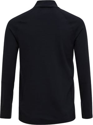 Schwarzes Herren-Sweatshirt mit langen Ärmeln und Stehkragen mit Reißverschluss.