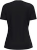Schwarzes Damen-T-Shirt mit kurzen Ärmeln und Rundhalsausschnitt.