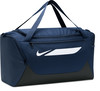 Dunkelblaue Nike Sporttasche mit weißem Logo und Trägern.