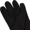 Schwarze Handschuhe mit rutschfester Oberfläche an Fingern und Handfläche.