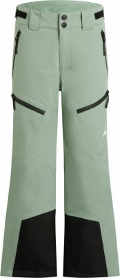 Hellgrüne Skihose mit schwarzen Details und Logo.