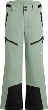 Hellgrüne Skihose mit schwarzen Details und Logo.