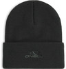 Eine schwarze Strickmütze mit O'Neill-Logo auf der Vorderseite.