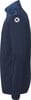 Dunkelblaue Jacke mit 'K'-Logo auf dem Ärmel und geometrischem Muster am Kragen.