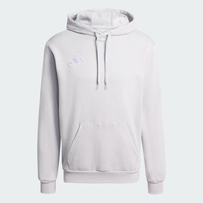 Grauer Hoodie mit Kapuze und Adidas-Logo auf der linken Brust.