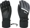 Zwei schwarze Skihandschuhe mit Lederelementen und Gore-Tex-Logo.