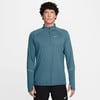 Herren-Laufshirt in Blau mit kurzem Reißverschluss und Reflexionen.