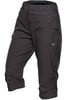 Dunkelgraue 3/4 Damen-Hose mit Reißverschlusstaschen und Logo.