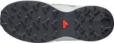 Salomon Schuhsohle mit aggressivem Profil und Contagrip-Logo. Salomon Schuhsohle mit aggressivem Profil und Contagrip-Logo.
