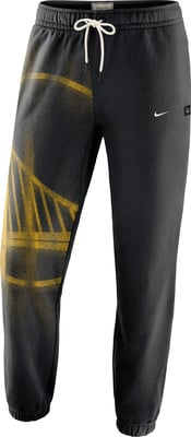 Fekete melegítő alsó Golden Gate Bridge mintával és Nike logóval. Fekete melegítő alsó Golden Gate Bridge mintával és Nike logóval.