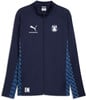 Dunkelblaue Puma-Jacke mit Logo und blauem Streifen an den Ärmeln.