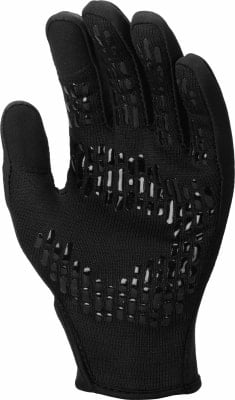 Schwarze Handschuhe mit rutschfesten Silikonpunkten auf der Handfläche. Schwarze Handschuhe mit rutschfesten Silikonpunkten auf der Handfläche.