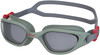 Graue Schwimmbrille der Marke SEAC mit roten Details und verstellbarem Riemen.