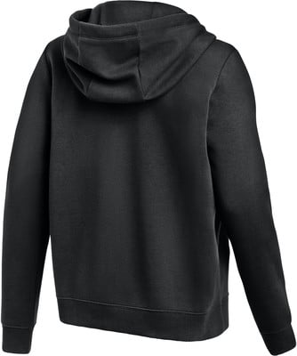 Schwarzer Herren Hoodie mit Kapuze und langen Ärmeln, von hinten gezeigt. Schwarzer Herren Hoodie mit Kapuze und langen Ärmeln, von hinten gezeigt.