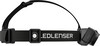 Schwarze LEDLENSER Stirnlampe mit verstellbarem Gurt und schwenkbarem Lampenkopf.