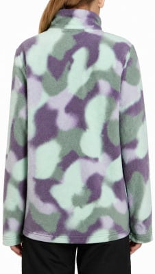Damen-Fleecejacke mit Camouflage-Muster in Lila- und Grüntönen. Damen-Fleecejacke mit Camouflage-Muster in Lila- und Grüntönen.