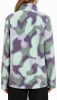 Damen-Fleecejacke mit Camouflage-Muster in Lila- und Grüntönen.