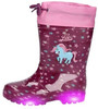 Mädchen-Gummistiefel mit Einhorn- und Sternenmotiv, leuchtende Sohle.