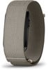 Graues Stoffarmband für eine Smartwatch mit schwarzem Gehäuse.