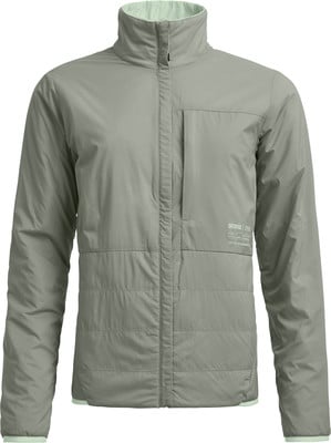 Graue leichte Jacke mit hellgrünem Innenfutter und Kragen. Graue leichte Jacke mit hellgrünem Innenfutter und Kragen.