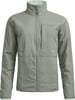 Graue leichte Jacke mit hellgrünem Innenfutter und Kragen.