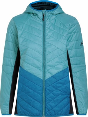 Damen-Steppjacke mit Kapuze in Türkis und Blau. Damen-Steppjacke mit Kapuze in Türkis und Blau.