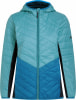 Damen-Steppjacke mit Kapuze in Türkis und Blau.