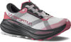 Weißer Laufschuh mit rosa und schwarzen Details und einer markanten Sohle.