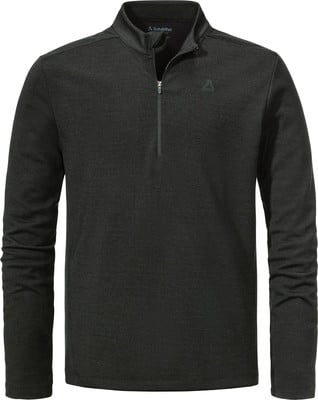 Herren dunkelgraues Sweatshirt mit kurzem Reißverschluss und Schöffel-Logo. Herren dunkelgraues Sweatshirt mit kurzem Reißverschluss und Schöffel-Logo.