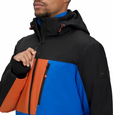 Eine Jacke mit farbigen Einsätzen und Reißverschluss. Eine Jacke mit farbigen Einsätzen und Reißverschluss.