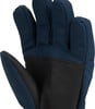 Blauer Handschuh mit schwarzer Handfläche und grünem Fingerdetail.