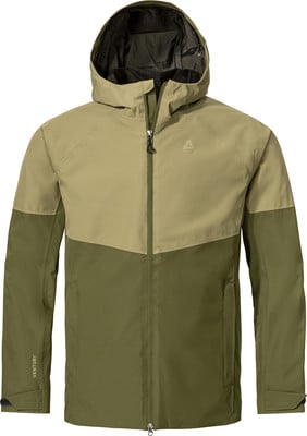 Grüne Kapuzenjacke mit Kontrastpaneelen und Logo auf der Brust. Grüne Kapuzenjacke mit Kontrastpaneelen und Logo auf der Brust.
