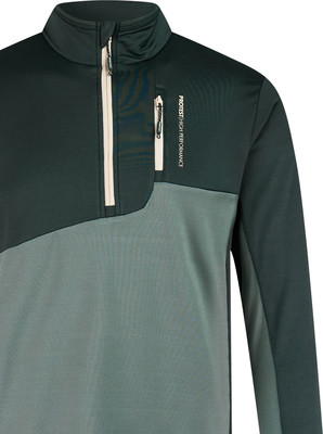Dunkelgrüne Jacke mit kontrastierendem helleren Teil und Reißverschluss. Dunkelgrüne Jacke mit kontrastierendem helleren Teil und Reißverschluss.