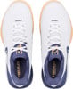 Weiße Tennisschuhe für Damen von HEAD mit orangefarbenen Akzenten und dunkelblauem Rand.