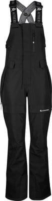 Schwarze Skihose mit Latz und Markenlogo auf den Trägern. Schwarze Skihose mit Latz und Markenlogo auf den Trägern.