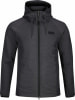 Herren dunkelgraue gesteppte Jacke mit Kapuze und Reißverschluss.