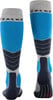 Skisocken von FALKE in Blau, Dunkelblau und Grau mit Logo.