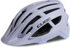 Ein hellviolettes Cube Fahrradhelm mit großem Visier und vielen Belüftungsöffnungen.