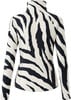 Damenpullover mit Stehkragen und Zebra-Streifenmuster.