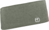 Grauer Strick-Schlauchschal mit weißem Ortovox-Logo.