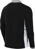 Schwarze Jacke mit grauem Kragen und weißen Seitenpaneelen aus atmungsaktivem Mesh.
