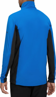 Blaue Herrenjacke mit schwarzen Seitenteilen und Stehkragen. Blaue Herrenjacke mit schwarzen Seitenteilen und Stehkragen.