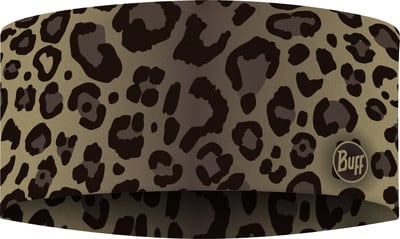 Stirnband mit Leopardenmuster und Buff-Logo. Stirnband mit Leopardenmuster und Buff-Logo.
