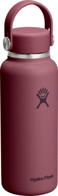 Weinrote Hydro Flask mit Griff und Logo. Weinrote Hydro Flask mit Griff und Logo.