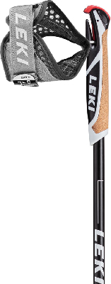 Griff und Schlaufe eines Leki Trekkingstocks mit Logo. Griff und Schlaufe eines Leki Trekkingstocks mit Logo.