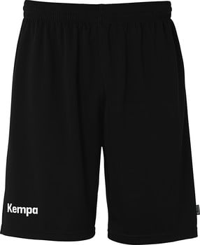 Schwarze Sporthose von Kempa mit weißem Logo auf dem linken Bein.